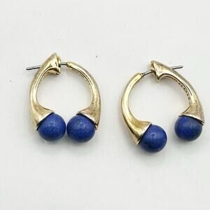 nOir Jewelry Blue Double Sided Earring Gold tone Minimalist Casual Modern
